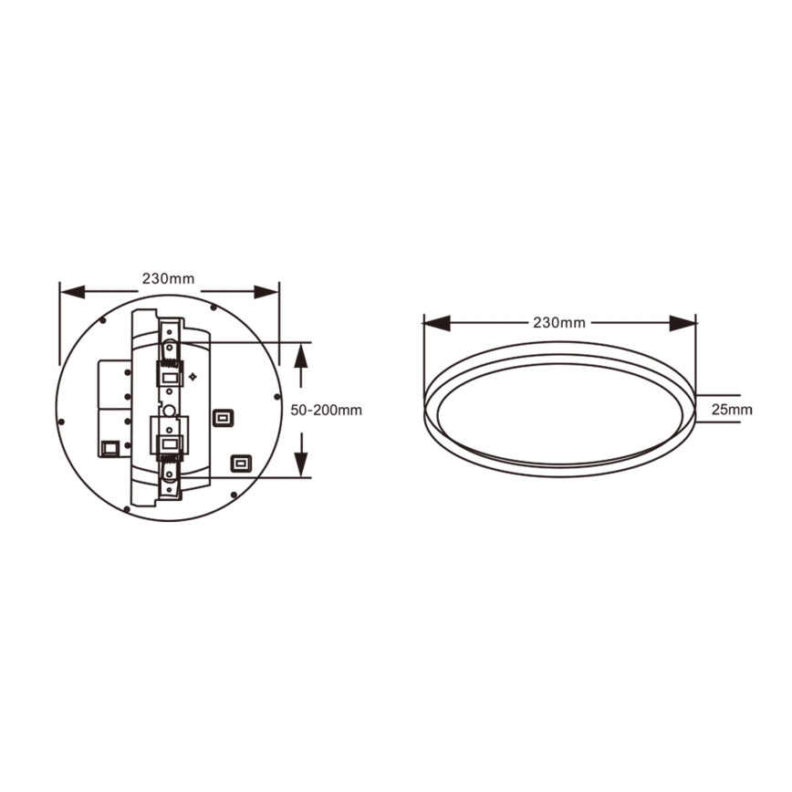 Top Light - LED lubinis šviestuvas su judesio jutikliu REVIT LED 9/12/18 W, 230 V, 3000/4000/6500 K, skersmuo 23 cm, balta