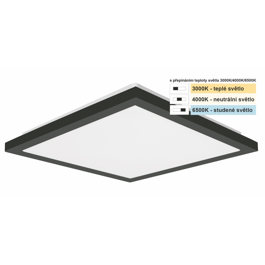 Top Light - LED lubinis vonios šviestuvas ONYX LED/10W/230V IP44 3000/4000/6500K 28x28 cm juoda