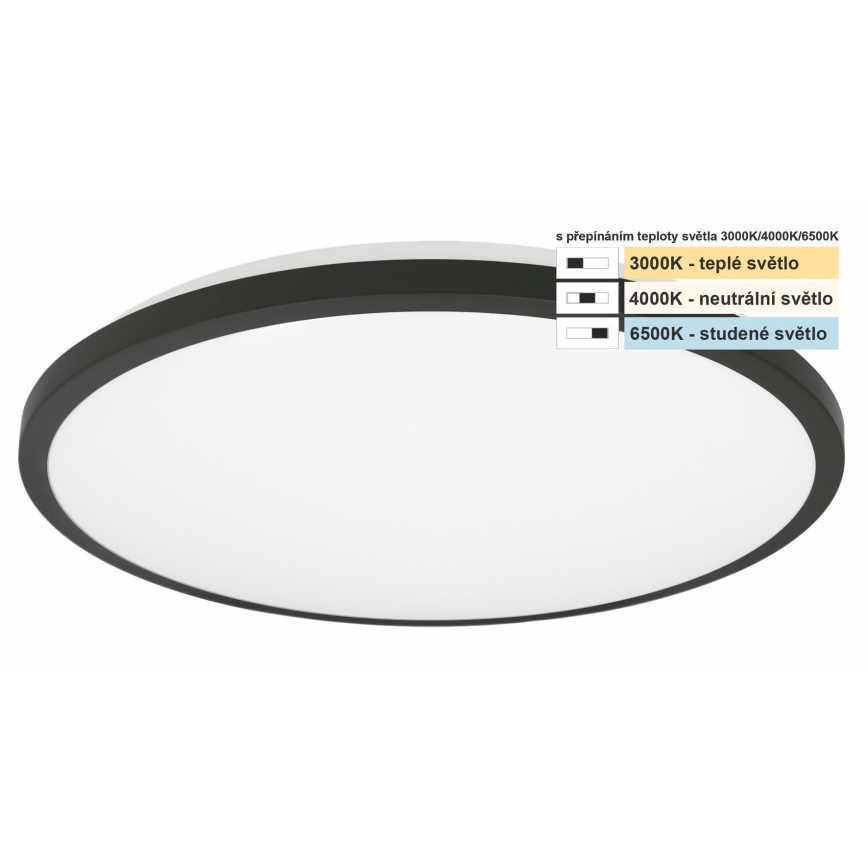 Top Light - LED lubinis vonios šviestuvas ONYX LED/10W/230V IP44 3000/4000/6500K diametras 29 cm juoda