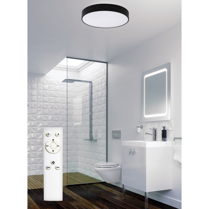Top Light - LED pritemdomas lubinis vonios šviestuvas PETAL LED/48W/230V IP44 3000-6500K diametras 48 cm juoda + nuotolinio valdymo pultas
