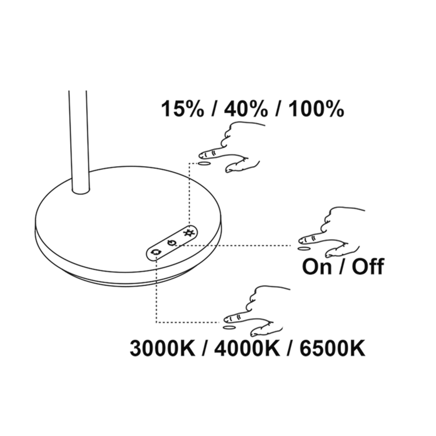 Top Light - LED Reguliuojama Jutiklinė Stalo Lempa BELLA LED/4,8W/5V 3000/4000/6500K balta