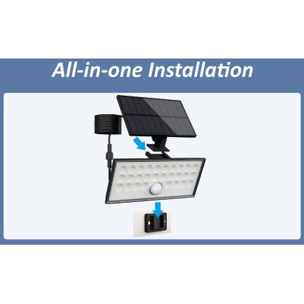 Top Light - LED Saulės sieninis prožektorius su jutikliu HELEON VARIO LED/8W/3,7V IP65 4000K 2200 mAh + nuotolinio valdymo pultas