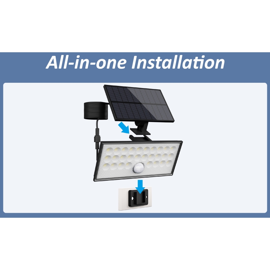 Top Light - LED Saulės sieninis prožektorius su jutikliu HELEON VARIO LED/8W/3,7V IP65 4000K 2200 mAh + nuotolinio valdymo pultas
