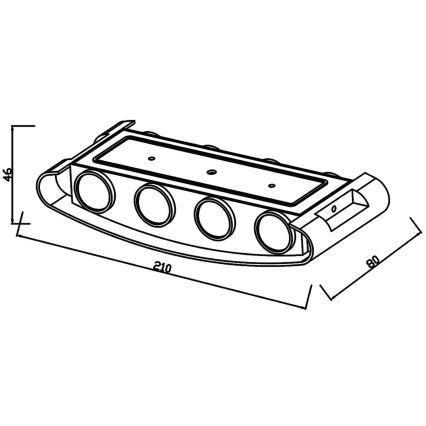 Top Light - LED sieninis lauko šviestuvas RAY LED/8W/230V IP44 4000K juoda