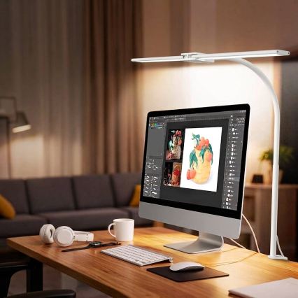 Top Light - LED Reguliuojamo ryškumo stalinė lempa su segtuku LYRA LED/18W/230V 3000-6500K balta