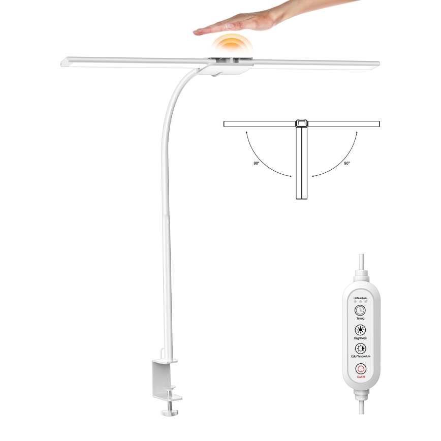 Top Light - LED Reguliuojamo ryškumo stalinė lempa su segtuku LYRA LED/18W/230V 3000-6500K balta