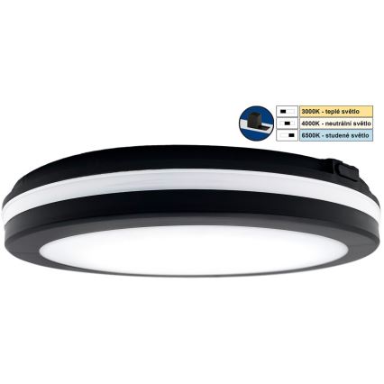 Top Light - LED vonios šviestuvas COMET LED/24W/230V 3000/4000/6500K IP54 diametras 30 cm juoda