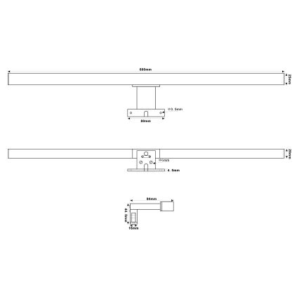 Top Light - LED vonios veidrodžio apšvietimas OREGON LED/9W/230V 60 cm IP44