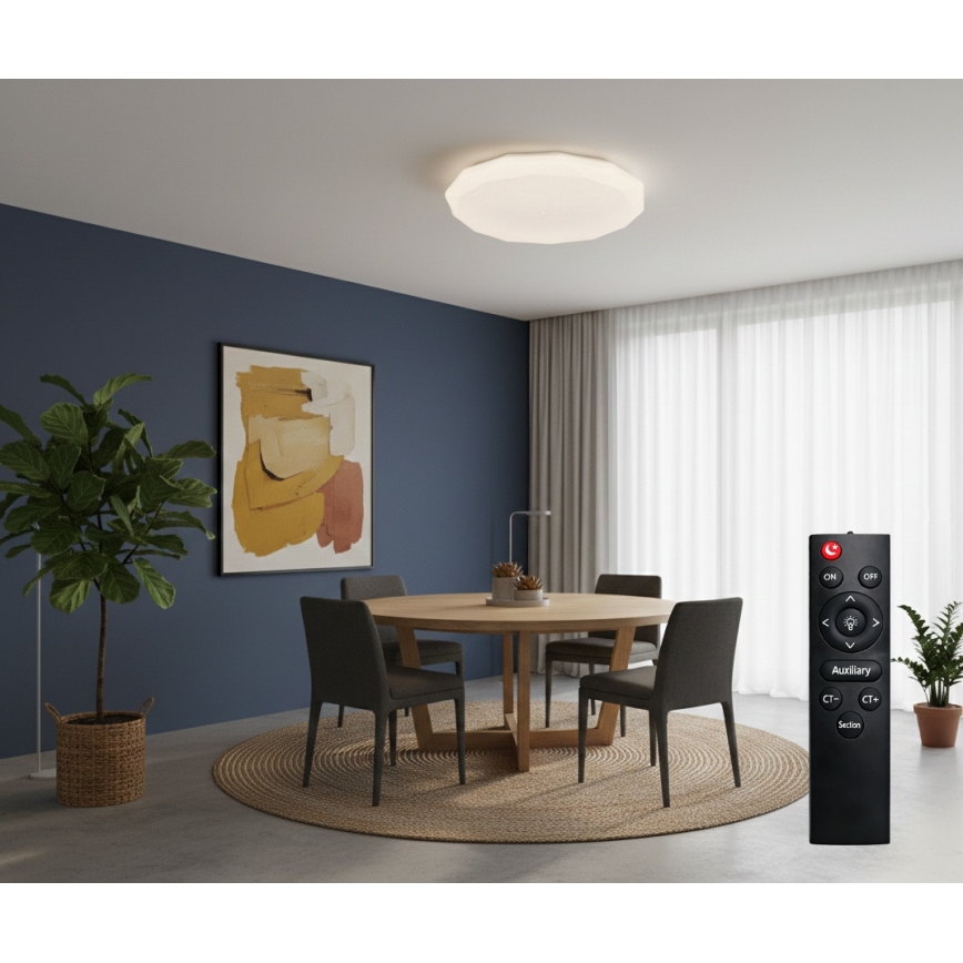Top Light - LED dimeriuojamas vonios kambario lubinis šviestuvas SPARKLE LED/60W/230V 3000-6500K IP44 Ø 49 cm balta + nuotolinis pultelis