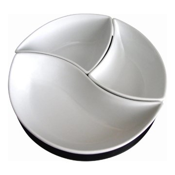 TORO — 3 vnt. keraminių dubenėlių rinkinys su mediniu padėklu