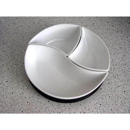 TORO — 3 vnt. keraminių dubenėlių rinkinys su mediniu padėklu