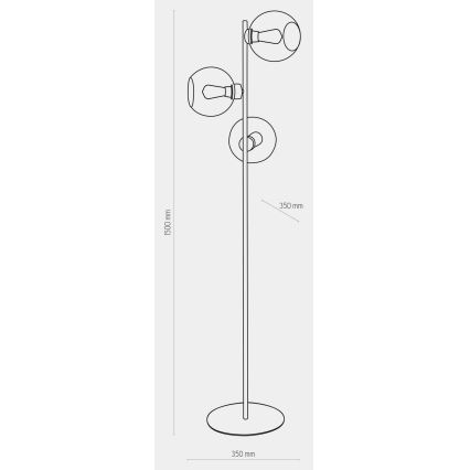 Toršeras CUBUS 3xE27/60W/230V juodas