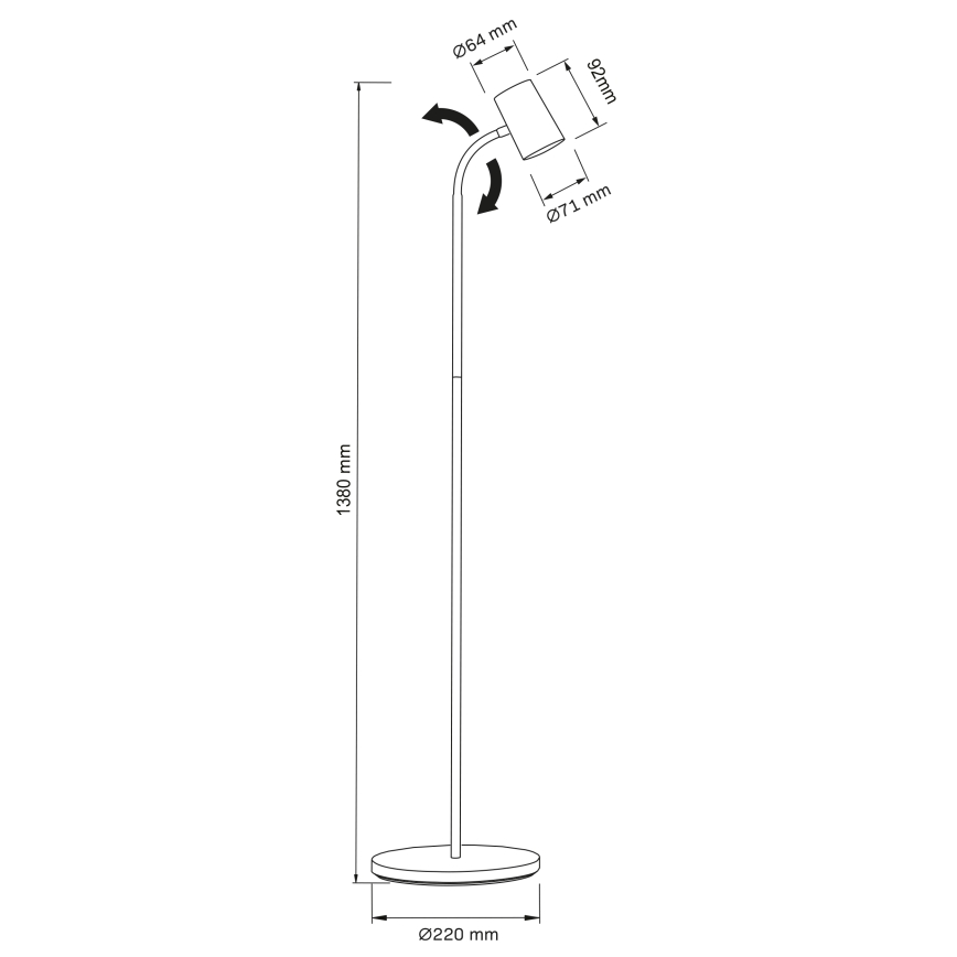 Toršeras FELIX 1xGU10/9W/230V juoda