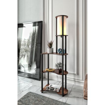 Toršeras su lentynomis 1xE27/40W/230V 140 cm juoda/ruda