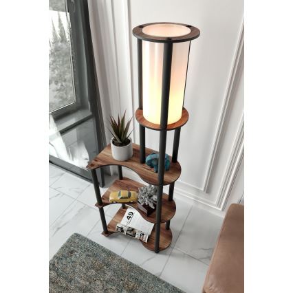 Toršeras su lentynomis 1xE27/40W/230V 140 cm juoda/ruda