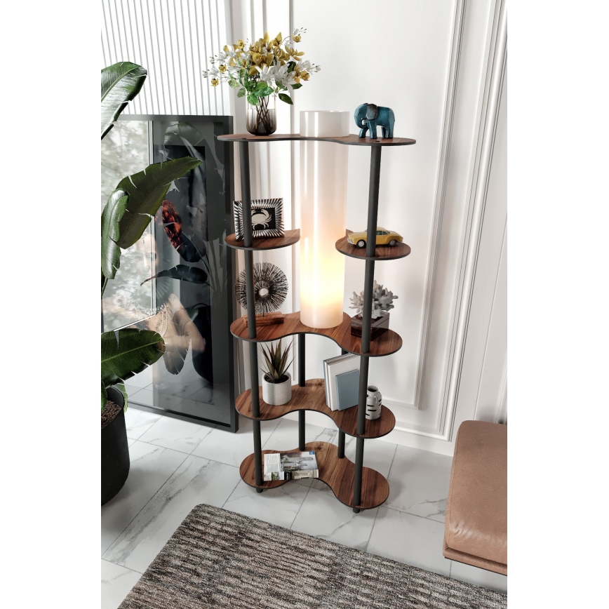 Toršeras su lentynomis 1xE27/40W/230V 150 cm juoda/ruda
