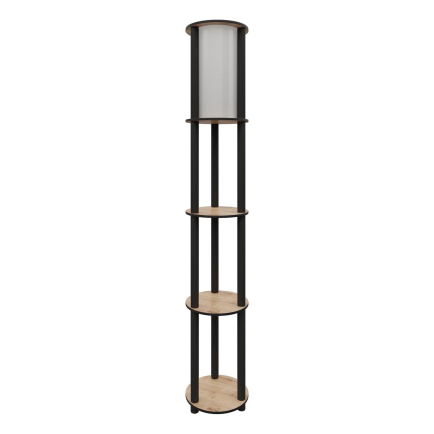 Toršeras su lentynomis 1xE27/40W/230V 150 cm juoda/ruda