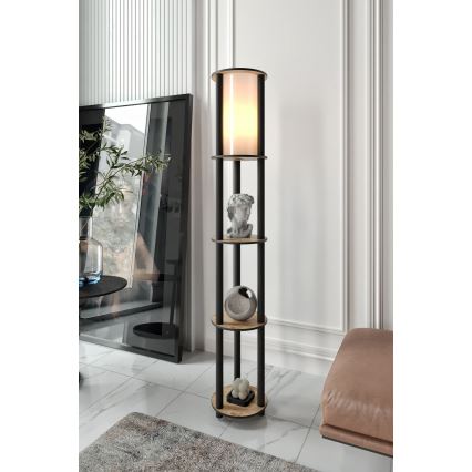 Toršeras su lentynomis 1xE27/40W/230V 150 cm juoda/ruda