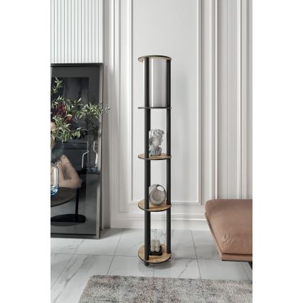 Toršeras su lentynomis 1xE27/40W/230V 150 cm juoda/ruda