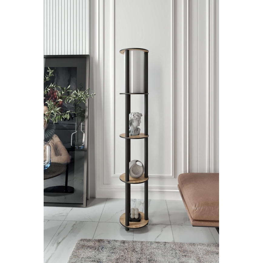 Toršeras su lentynomis 1xE27/40W/230V 150 cm juoda/ruda