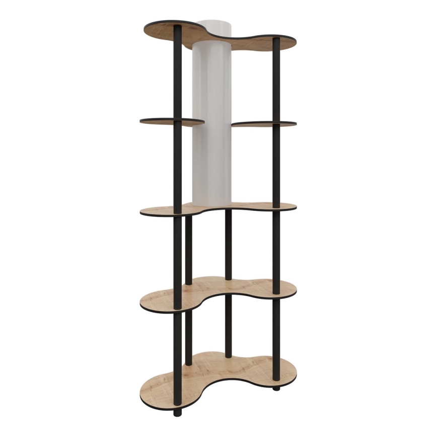 Toršeras su lentynomis 1xE27/40W/230V 150 cm juoda/smėlio spalva