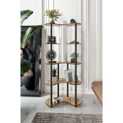 Toršeras su lentynomis 1xE27/40W/230V 150 cm juoda/smėlio spalva