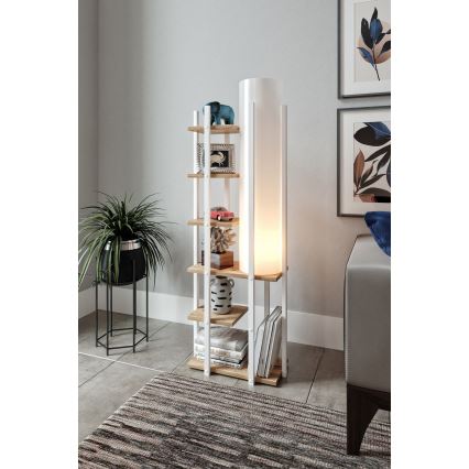 Toršeras su lentynomis MODA DOR 1xE27/40W/230V balta/ruda
