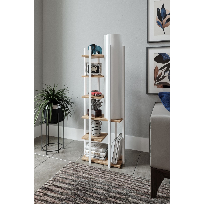 Toršeras su lentynomis MODA DOR 1xE27/40W/230V balta/ruda