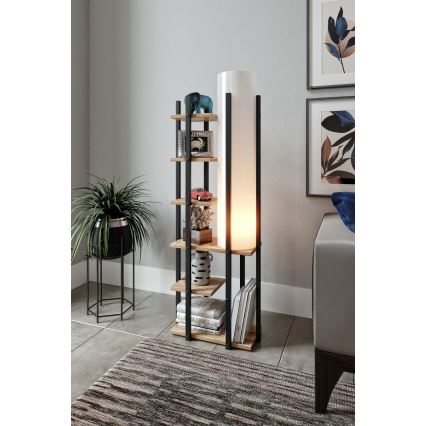 Toršeras su lentynomis MODA DOR 1xE27/40W/230V juoda/ruda