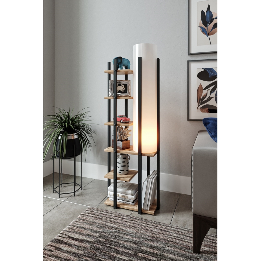 Toršeras su lentynomis MODA DOR 1xE27/40W/230V juoda/ruda