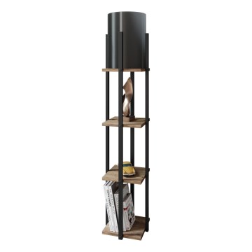 Toršeras su lentynomis NORA 1xE27/40W/230V juoda/ruda