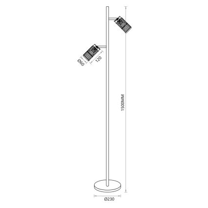 Toršeras VERTICAL 2xGU10/8W/230V juoda