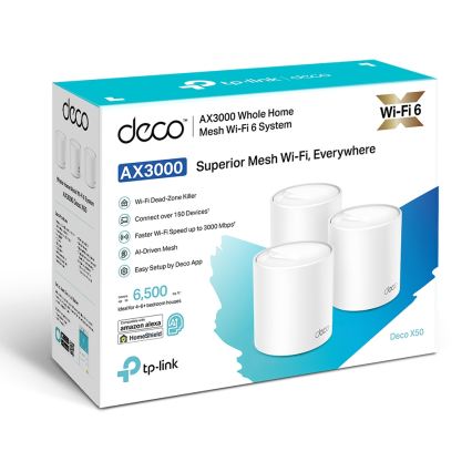 TP-Link - 3 vnt. Wi‑Fi 6 mesh sistema visam namui Deco X50