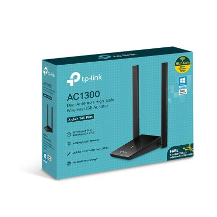 TP-Link - Belaidis USB tinklo adapteris su aukšto stiprinimo antenomis Archer T4U Plus Wi-Fi