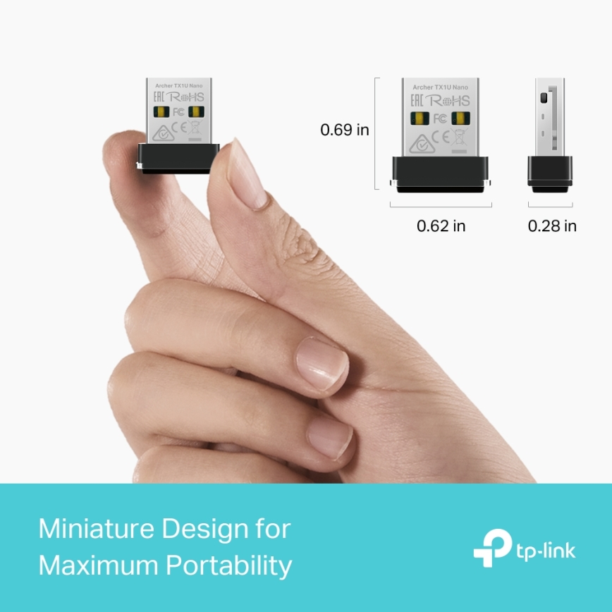 TP-Link - Belaidis Wi-Fi 6 USB nano adapteris