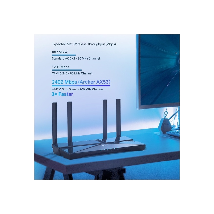TP-Link - Dviejų juostų gigabitinis Wi-Fi 6 maršrutizatorius Archer AX53