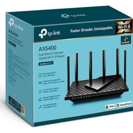 TP-Link - Dviejų juostų gigabitinis Wi-Fi 6 maršrutizatorius Archer AX72