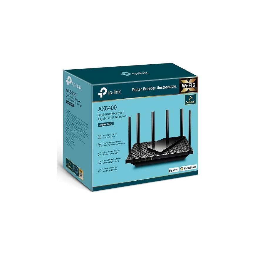 TP-Link - Dviejų juostų gigabitinis Wi-Fi 6 maršrutizatorius Archer AX72