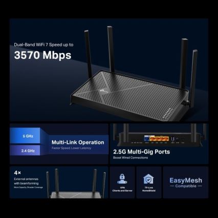 TP-Link - Dviejų juostų Wi-Fi 7 maršrutizatorius Archer BE230