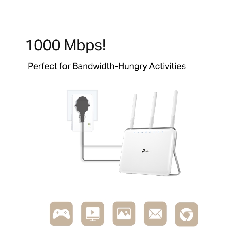 TP-Link - Gigabitinis Powerline Wi‑Fi rinkinys su praeinamuoju lizdu