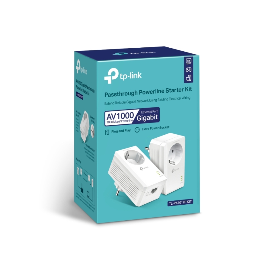 TP-Link - Gigabitinis Powerline Wi‑Fi rinkinys su praeinamuoju lizdu