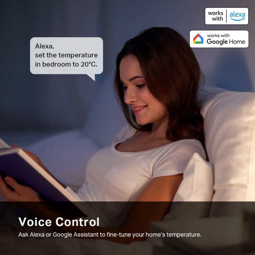 TP-Link - Išmanioji termostatinė galvutė su LCD ekranu 2xAA Tuya