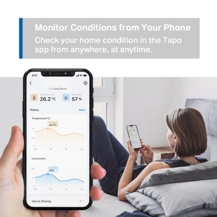 TP-Link - Išmanus temperatūros ir drėgmės jutiklis 1xCR2450 Wi-Fi