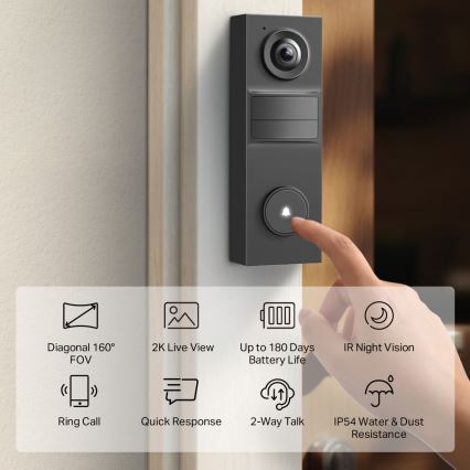 TP-Link - Išmanusis mini vaizdo durų skambutis su Wi-Fi