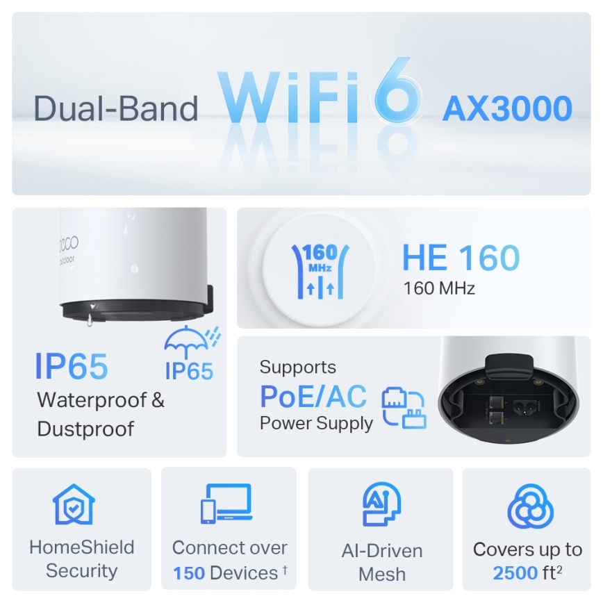 TP-Link - lauko ir vidaus tinklinė sistema su Wi-Fi 6 Deco X50-Outdoor