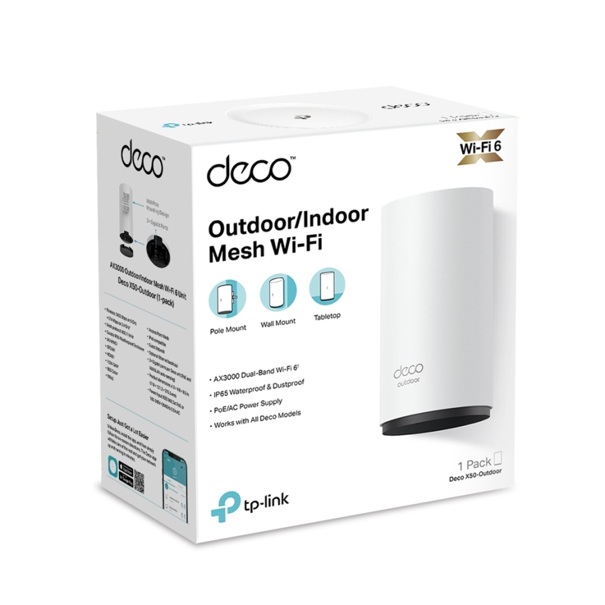 TP-Link - lauko ir vidaus tinklinė sistema su Wi-Fi 6 Deco X50-Outdoor