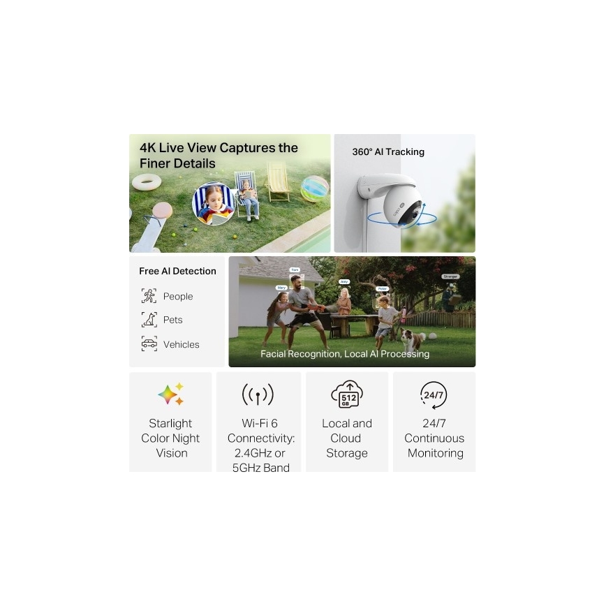 TP-Link - lauko kamera su judesio jutikliu IP66 Wi-Fi