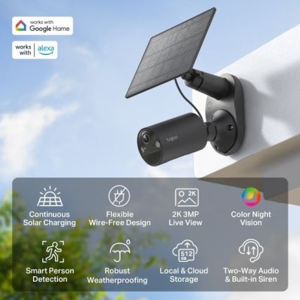 TP-Link - Lauko saulės kamera su judesio jutikliu, IP65, Wi-Fi