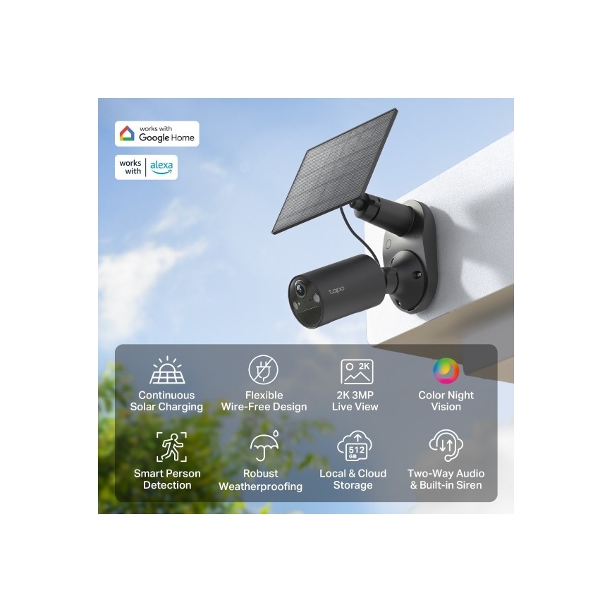 TP-Link - Lauko saulės kamera su judesio jutikliu, IP65, Wi-Fi