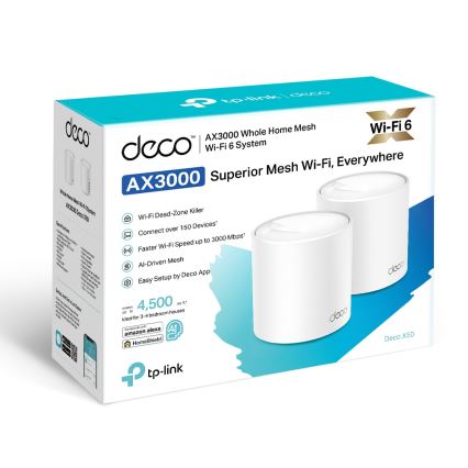 TP-Link - RINKINYS 2 vnt. Wi‑Fi 6 tinklelio (mesh) sistema visam namų ūkiui Deco X50
